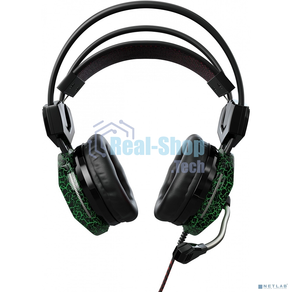 Гарнитура Oklick HS-L500G зелёный/чёрный, проводная, USB/3.5 мм