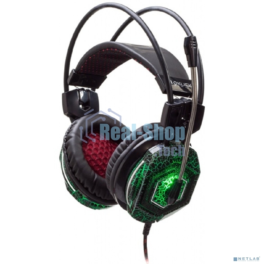 Гарнитура Oklick HS-L500G зелёный/чёрный, проводная, USB/3.5 мм
