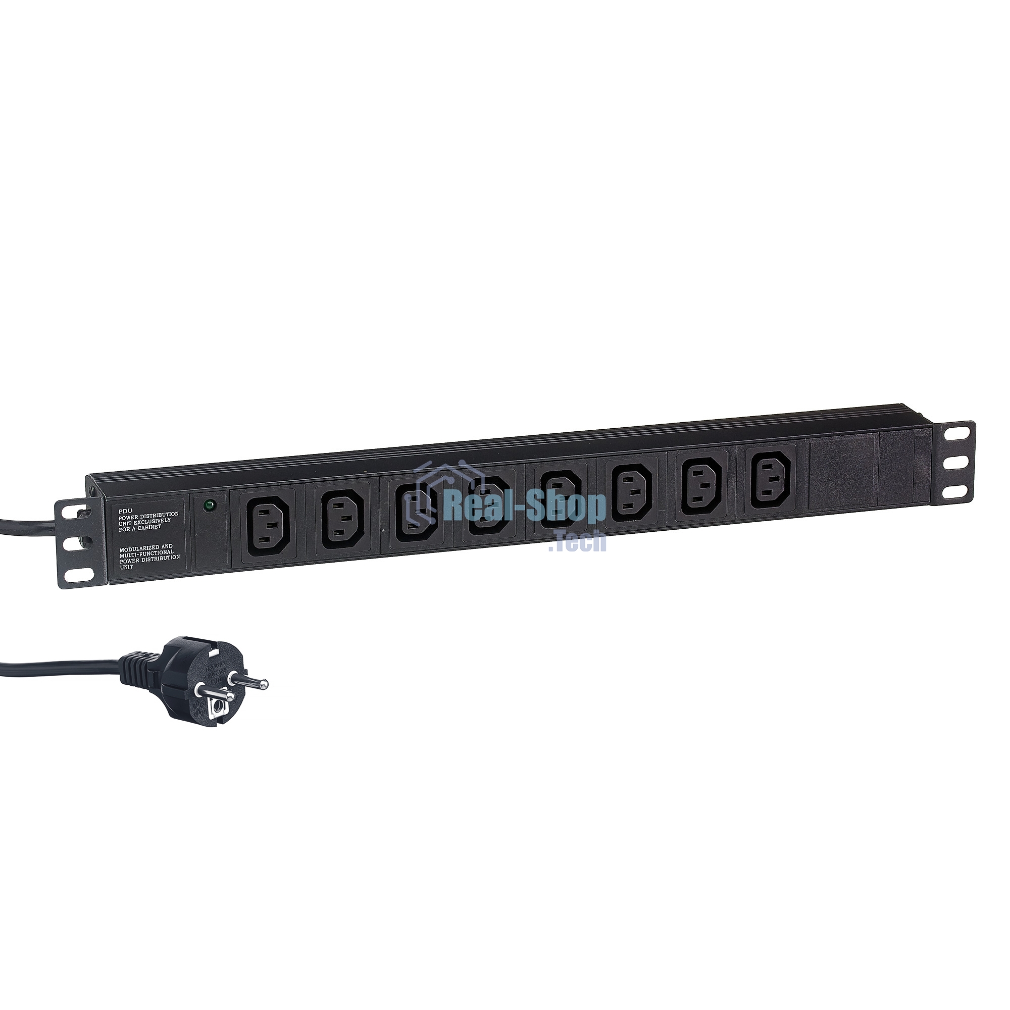 Блок розеток горизонтальный ExeGate ServerPro PDU-19H809 Al-8C13-EU2.5, 19