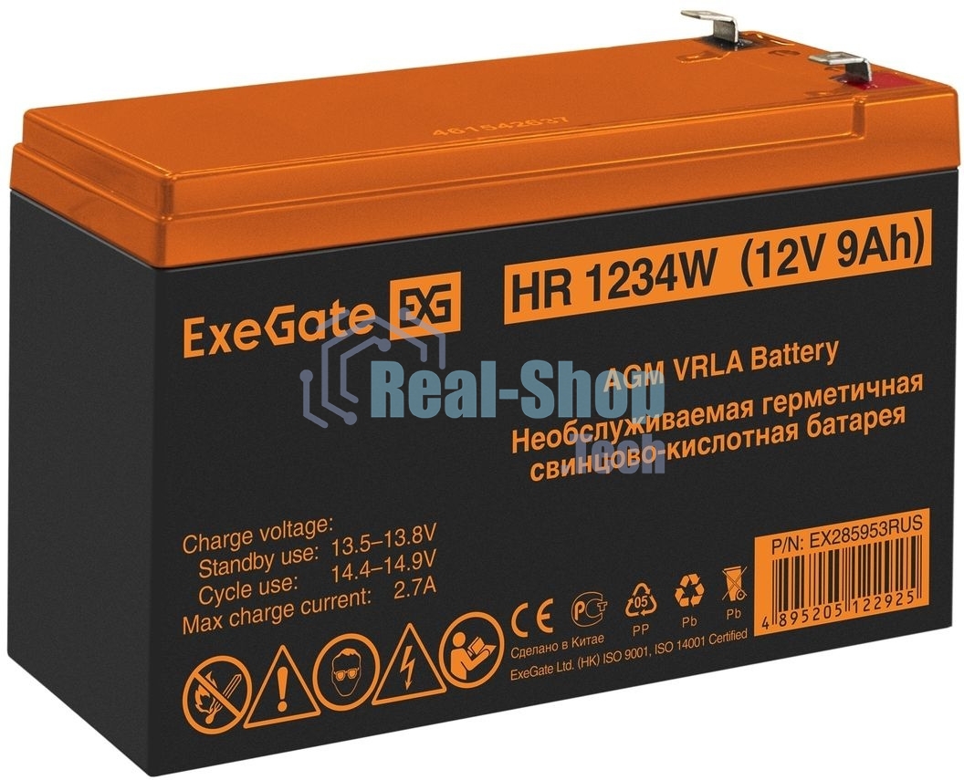 Батарея для ИБП ExeGate EX285953RUS HR1234W (12V 9Ah, клеммы F2)