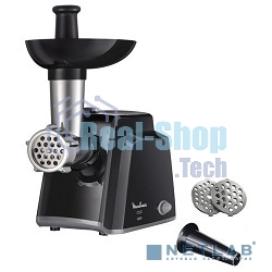 Мясорубка электрическая Moulinex ME105830 черный, 1400 Вт, 1.7 кг/мин, реверс, защита от перегрузки, насадки - 3