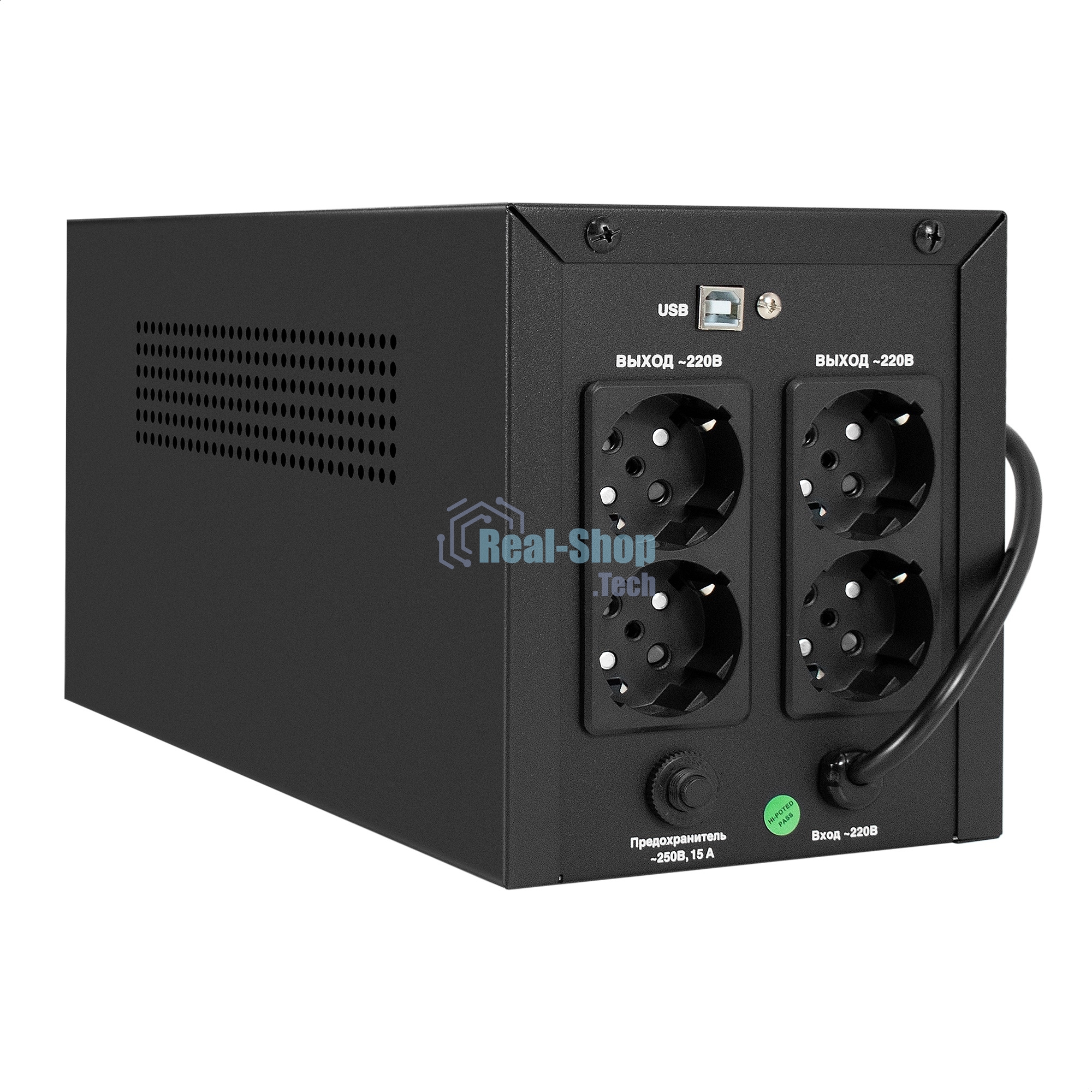 Источник бесперебойного питания ExeGate Power NB-2200.LED.AVR.4SH.USB (2200VA/1300W, LED, AVR, 4*Schuko, USB, батарея 12V 9Ah - 2 шт., металлический корпус, Black)