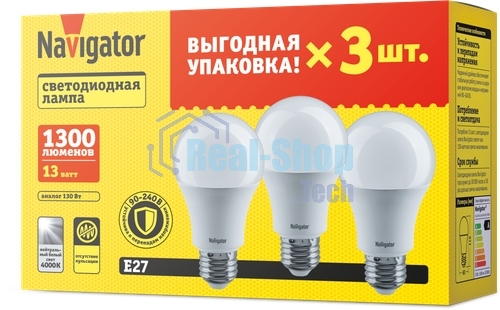 Лампа светодиодная Navigator NLL-A60-15-230-4K-E27 15 Вт грушевидная 4000К белый E27 1200 лм 176-264В