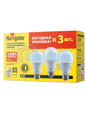 Лампа светодиодная Navigator NLL-A60-15-230-4K-E27 15 Вт грушевидная 4000К белый E27 1200 лм 176-264В