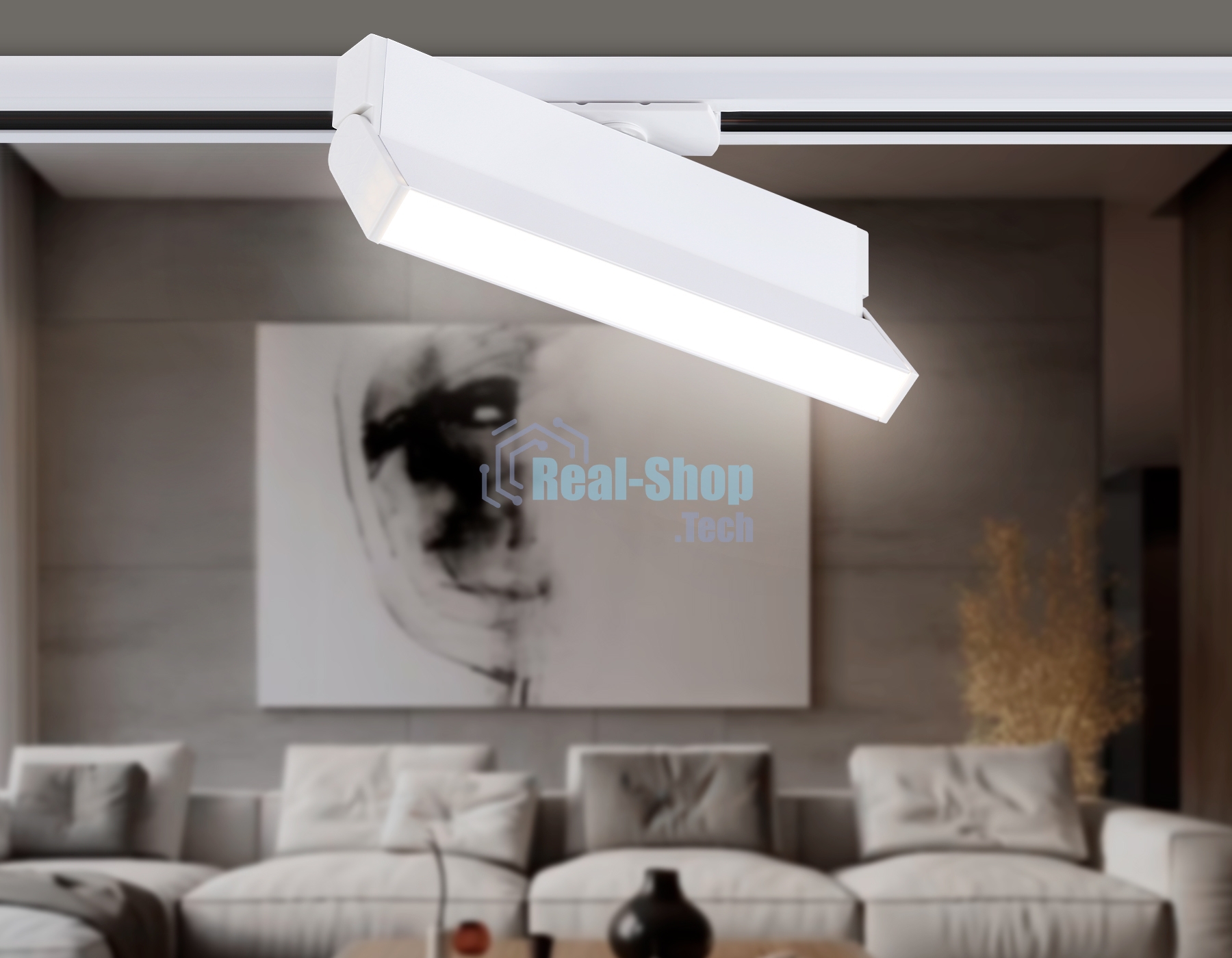 Трековый однофазный светодиодный светильник Ambrella light GL6806 WH белый LED 12W 4200K 230*22*87