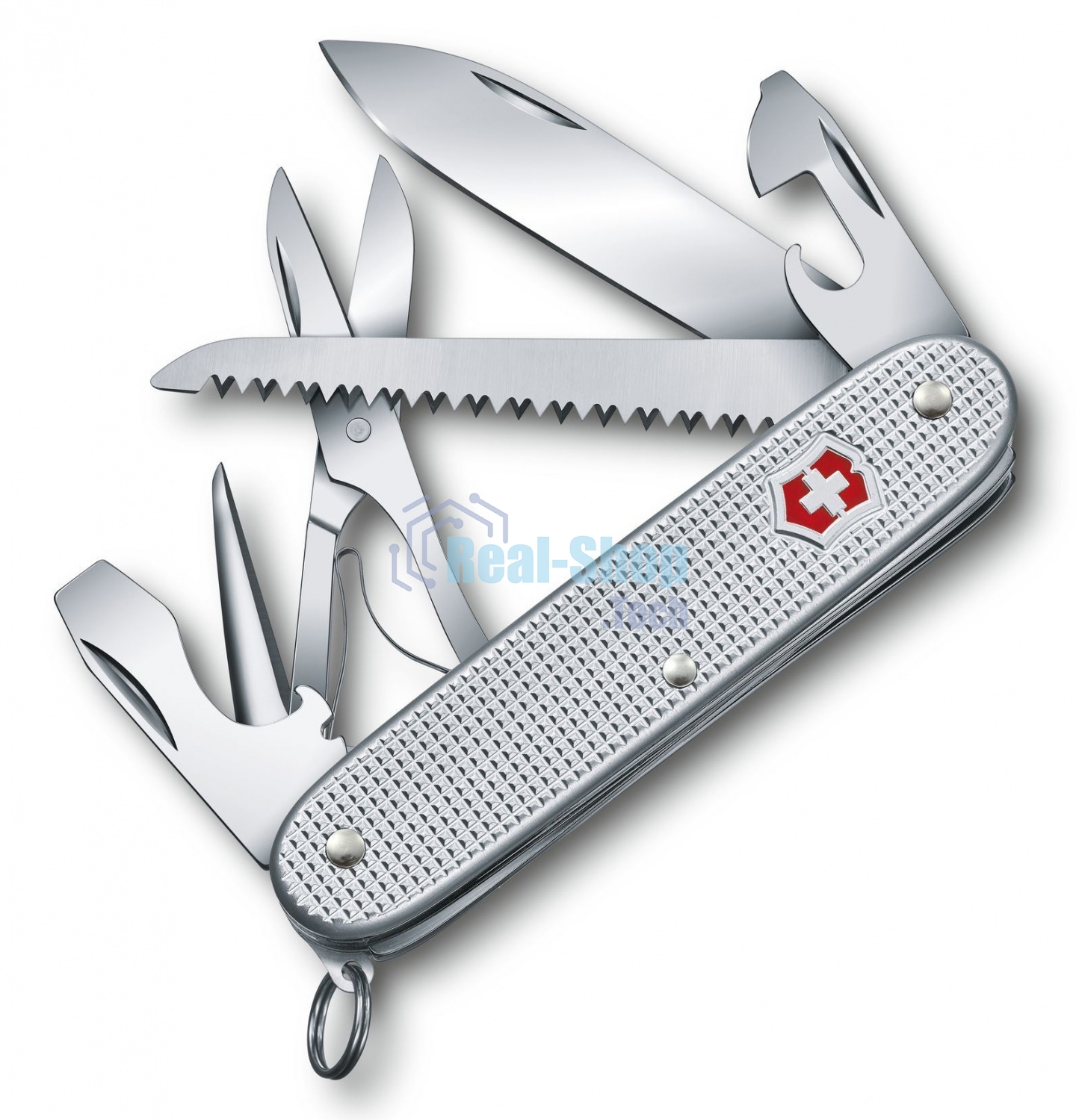 Нож Victorinox Farmer X Alox, 93 мм, 10 функций, алюминиевая рукоять, серебристый