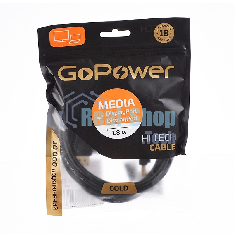 Кабель а/в GoPower Длина 1.8 м Разъемы DisplayPort (m)-DisplayPort (m) черный 00-00028932