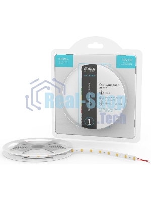 Лента светодиодная Basic Gauss 12V 4,8W/m 312lm/m 4000K IP20 LED 5m 1/100