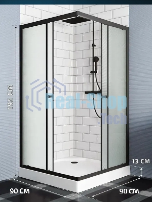 Душевой уголок BAU Stil Hit Black с поддоном 90x90х195, рифленое закаленное стекло, черный профиль