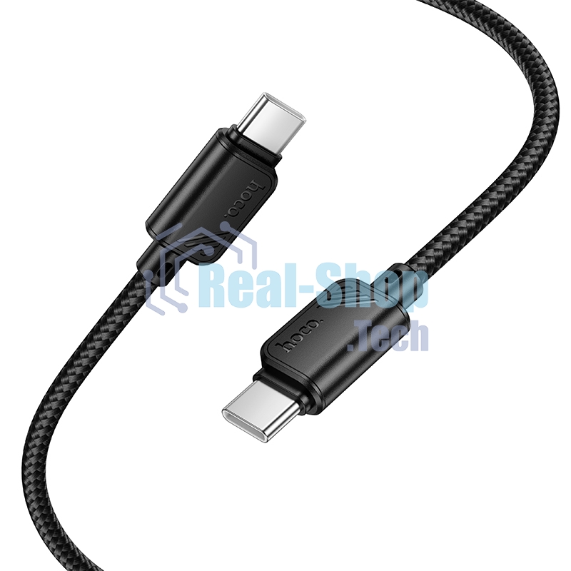Кабель USB2.0 Hoco Type-C/Type-C, 3А, 60Вт, нейлоновая оплетка, X113, 1м, черный, коробка