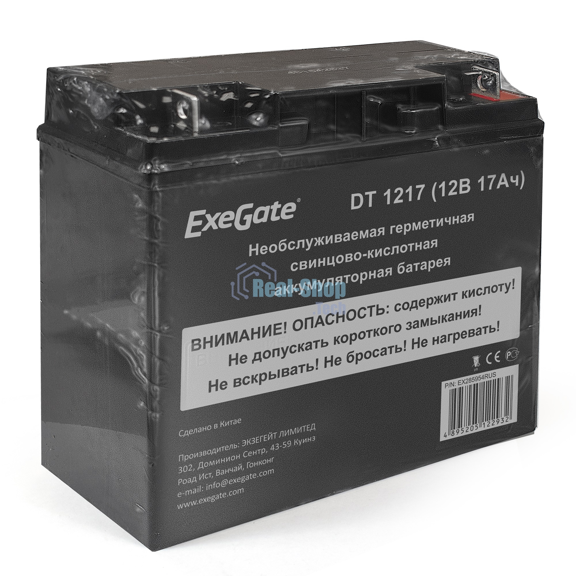 Батарея для ИБП ExeGate DT 1217 (12V 17Ah, клеммы F3 (болт М5 с гайкой))