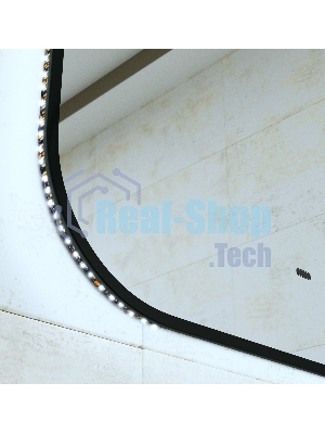 Зеркало Bau Black Rand 60х80, с LED фоновой подсветкой, бесконтактным сенсором, черной окантовкой