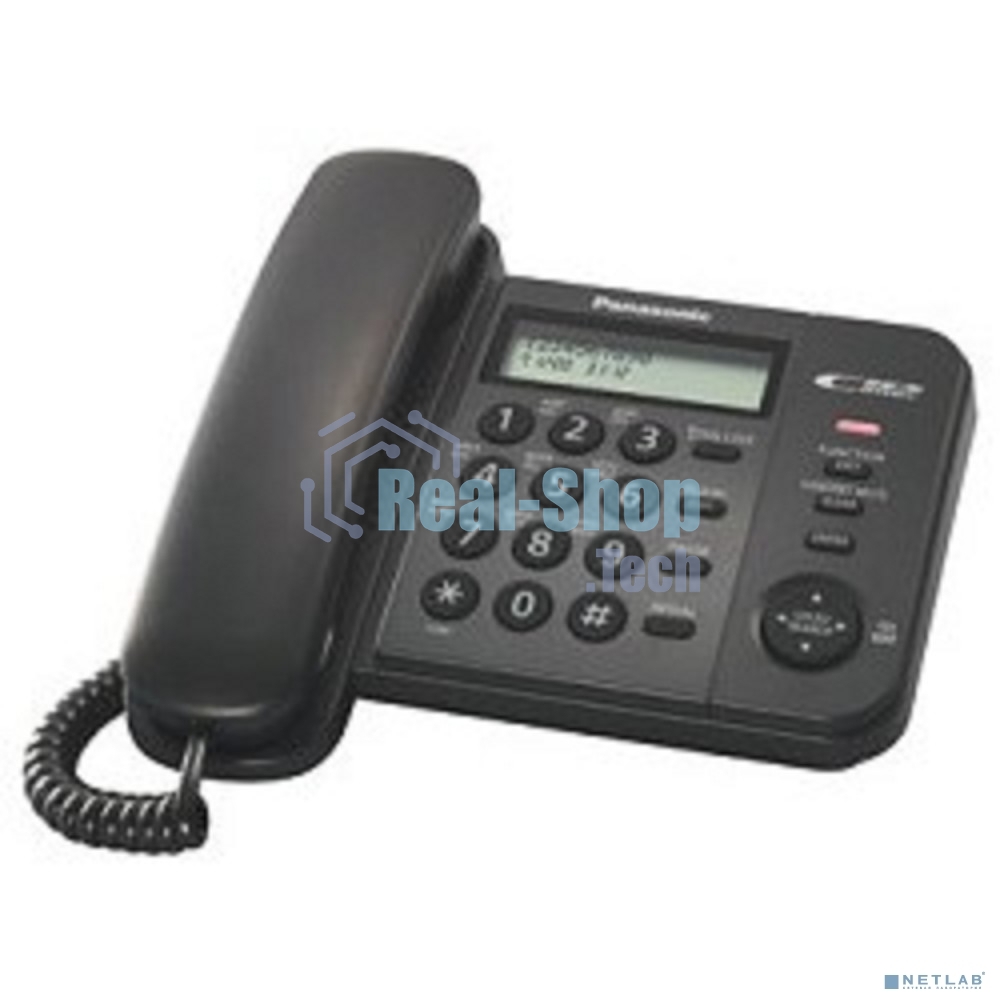 Телефон проводной Panasonic KX-TS2356RUB черный АОН,Caller ID,ЖКД,блокировка набора,выключение микрофона