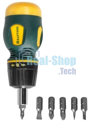 Набор KRAFTOOL 26190-H7 отвертка реверсивная с битами SL3/5/6мм PH1/2/3 7шт