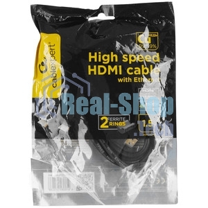 Кабель Cablexpert HDMI CC-HDMI4-15, 19M/19M, v2.0, медь, позол.разъемы, экран, 4.5м, черный, пакет