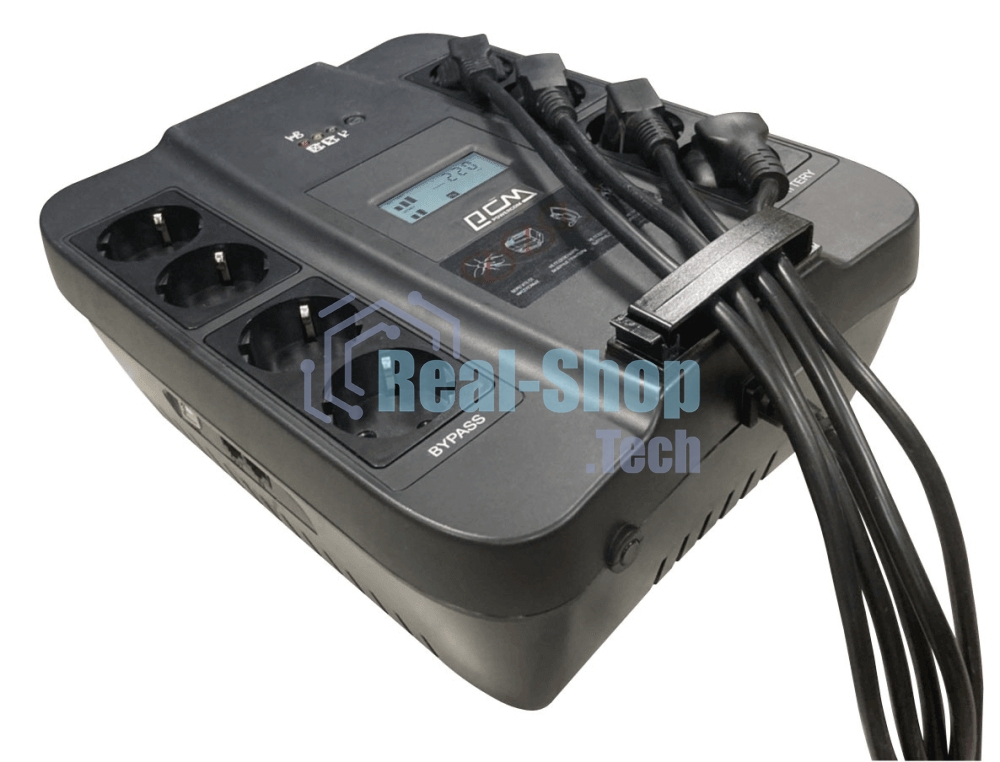Источник бесперебойного питания Powercom Back-UPS SPIDER, Line-Interactive, LCD, AVR, 1100VA/605W, Schuko, USB, черный (1452054)