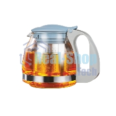 Чайник заварочный LARA LR06-19 Blue 700 мл силикатное стекло, стальной фильтр, подъем крышки
