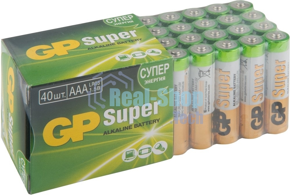 Алкалиновые батарейки GP Super Alkaline G-Tech 24А ААA - 40 шт. в пленке