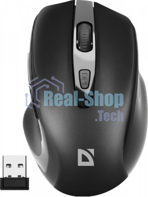 Мышь беспроводная Defender Prime MB-053 черный, 1600 dpi, радиоканал, USB, кнопки - 6