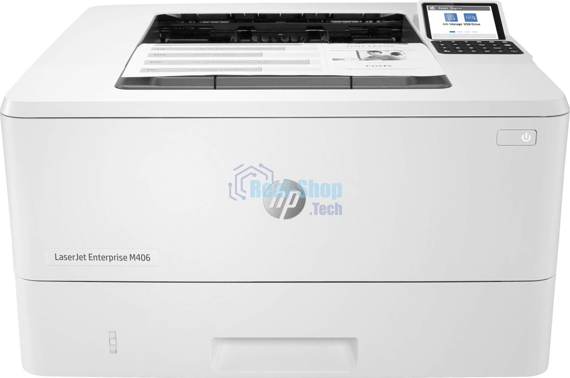 Принтер лазерный HP LaserJet Enterprise M406dn (3PZ15A), A4, ч/б, печ. до 40 стр/мин., 1200 x 1200 dpi, USB, RJ-45, Air Print, Mopria