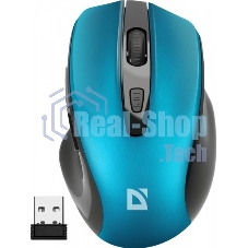 Мышь беспроводная Defender Prime MB-053 бирюзовый, 1600 dpi, радиоканал, USB, кнопки - 6