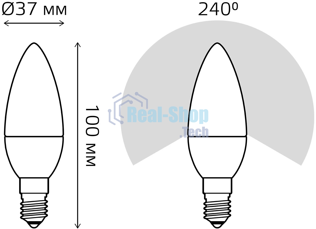 Лампа светодиодная Gauss Basic 1033116T 5.5Вт цок.:E14 свеча 240B 3000K св.свеч.белый.теп. (упак.:3шт)