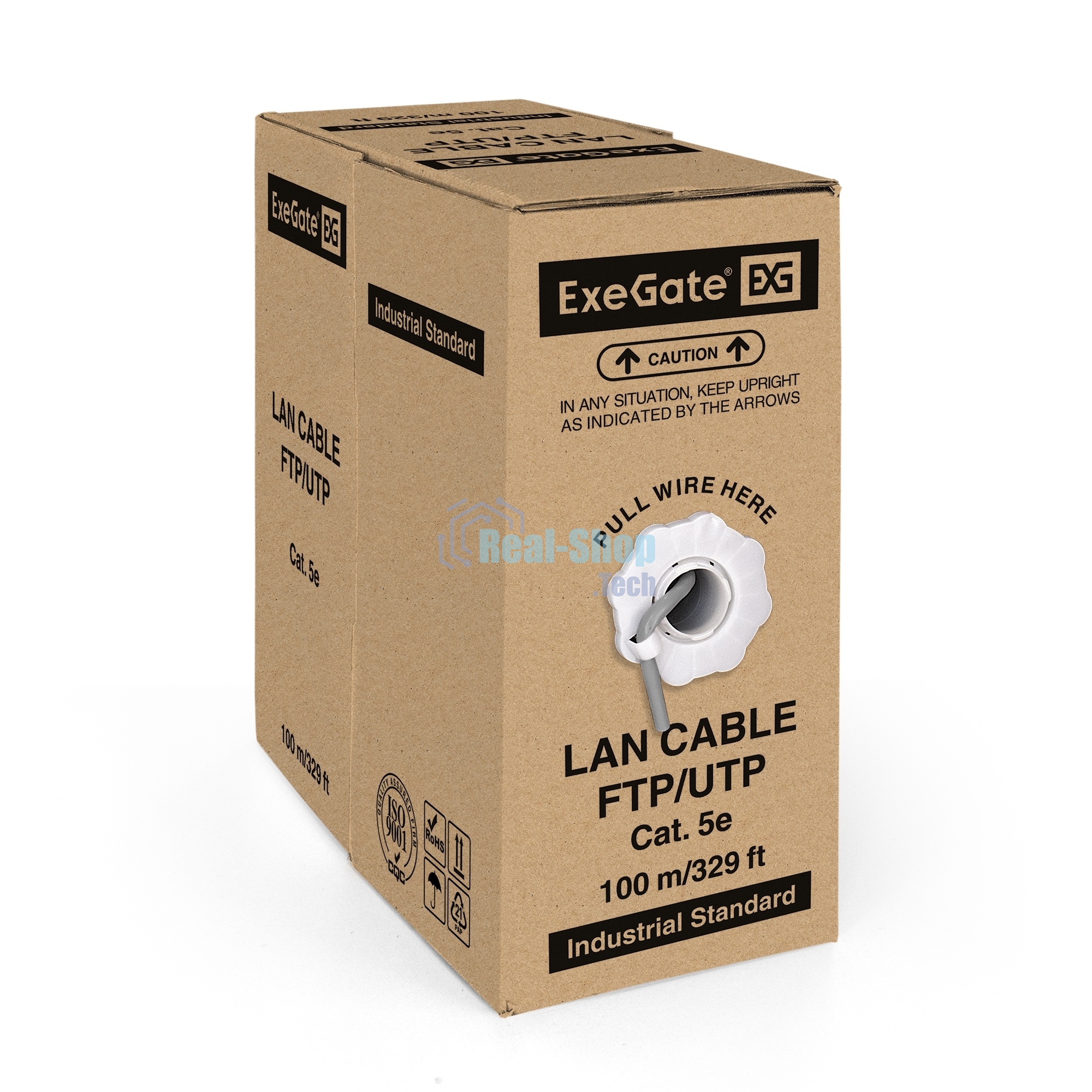 Кабель ExeGate FTP 4 пары кат.5e CCA, 24AWG, экран, бухта 100м, серый, PVC