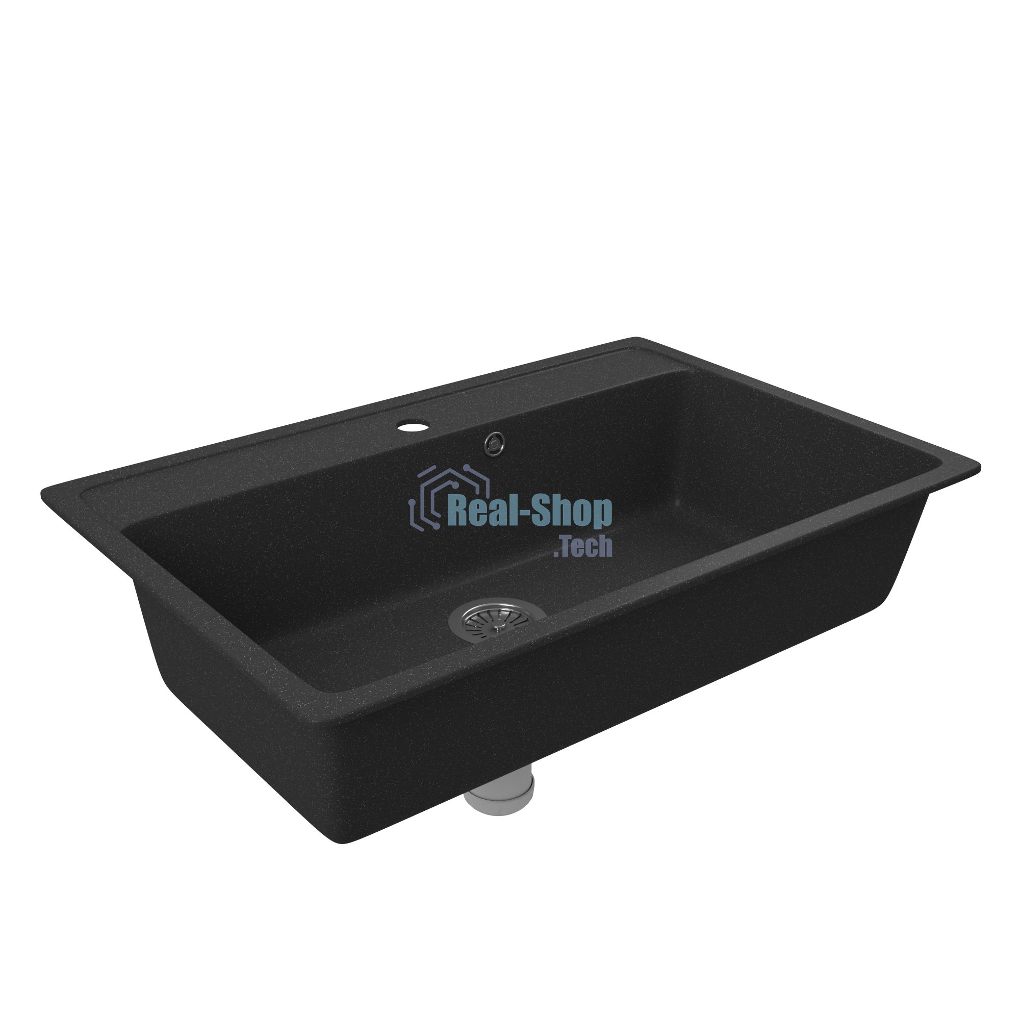 Мойка для кухни BAU Stil Black stone 76х51, выпуск с сифоном в комплекте, черный камень