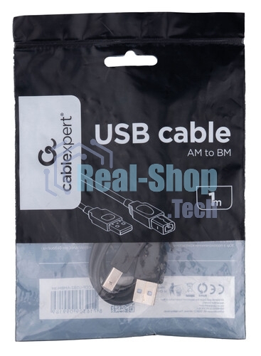 Кабель USB2.0 Pro Cablexpert CCP-mUSB2-AMBM-1M, AM/microBM 5P, 1м, экран, черный, пакет