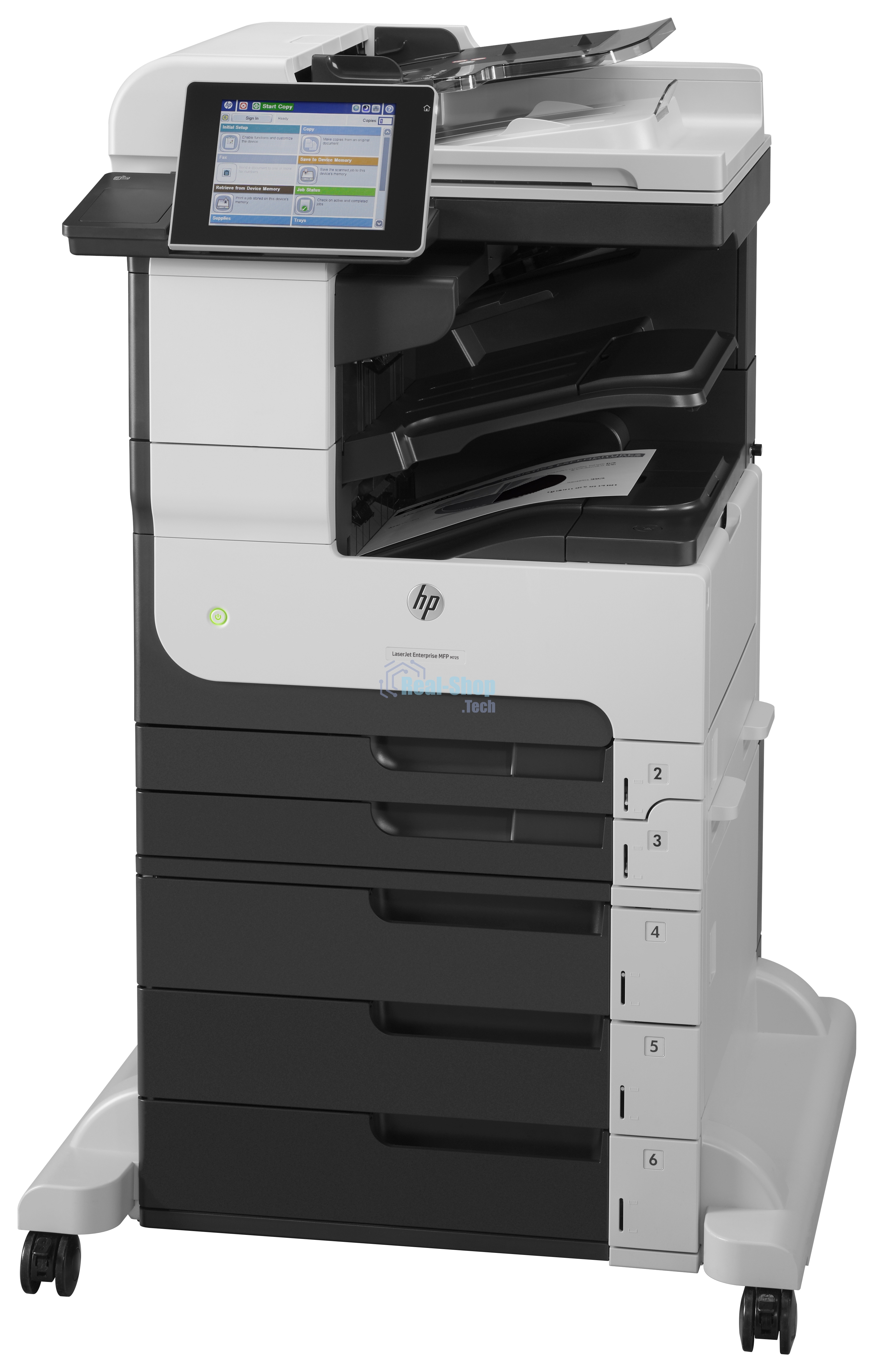 МФУ лазерное HP LaserJet Enterprise MFP M725z, лазерный принтер/сканер/копир/факс A3, 40ppm, 1200dpi, 1Gb, 320Gb HDD, 6 trays 100+250+250+3x500, Stand, ADF100, Duplex, Stapler, USB/LAN/FIH, Color LCD20i, 1y warr, замена Q7830A M5035x, Q7831A M5035xs)