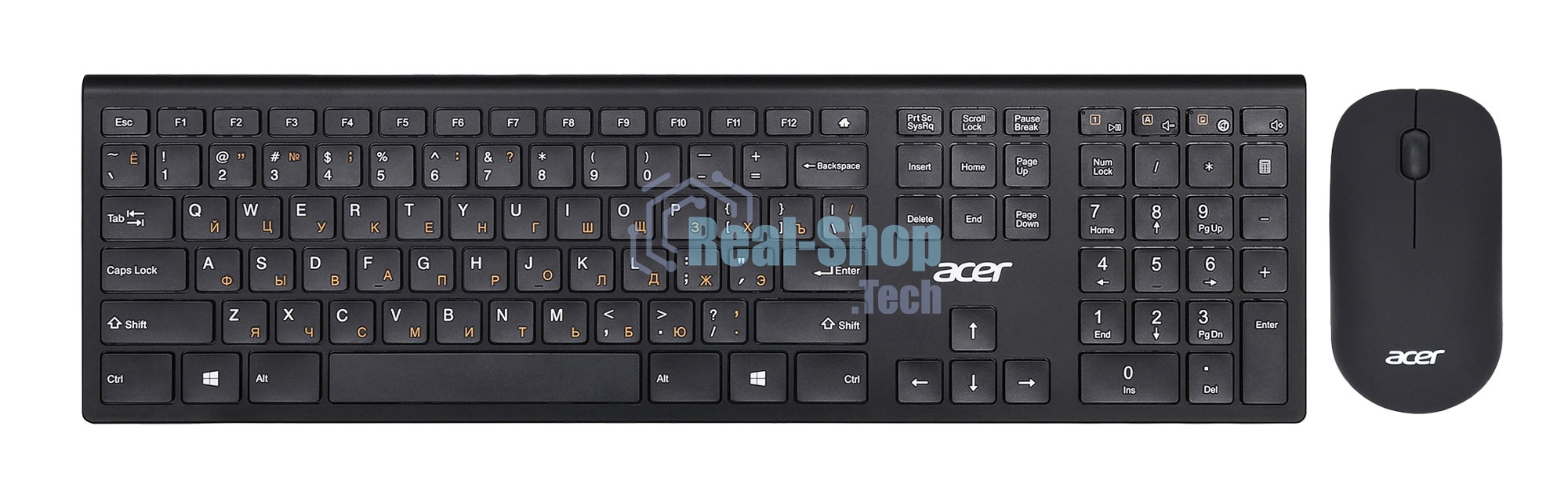 Комплект клавиатура+мышь Acer OKR030 беспроводной, USB, 1200 DPI, чёрный