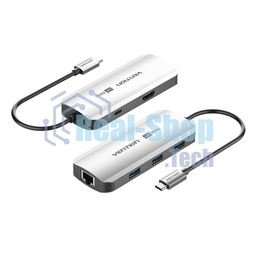 USB-концентратор Vention TQHHB, USB Type-C, USB/HDMI/RJ-45, USB Type-C