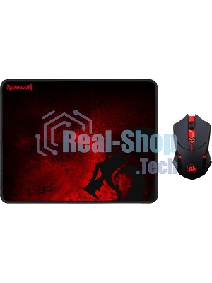 Мышь беспроводная + коврик Defender Redragon M601WL-BA черный, 2400 dpi, радиоканал, USB, кнопки - 6