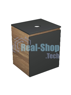 Тумба Bau Dream Blackwood 50 графит, раковина BAU Dream D43, выпуск клик клак, черный