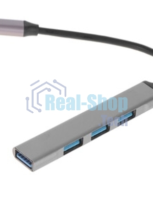 USB-концентратор ORIENT CU-323, Type-C USB 3.0 (USB 3.1 Gen1)/USB 2.0 HUB 4 порта: 1xUSB3.0 + 3xUSB2.0, USB штекер тип С, алюминиевый корпус, серебристый (31235)
