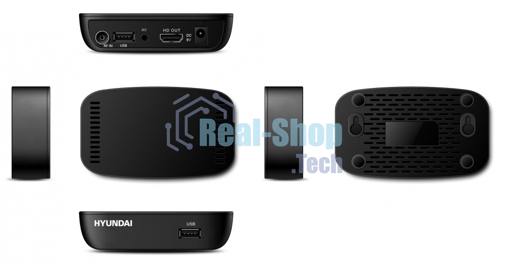 Приставка для цифрового ТВ Hyundai H-DVB460 черный, DVB-T2, DVB-T, DVB-C, HDMI, USB 2.0 х2
