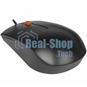 Мышь проводная Lenovo 300 черный, 1600 dpi, USB, кнопки - 3