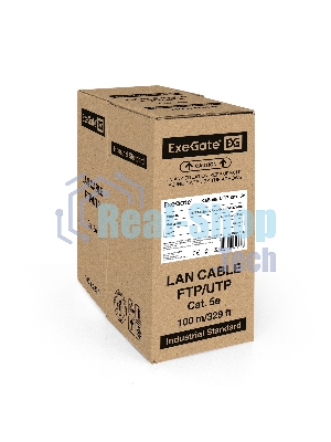 Кабель ExeGate UTP 4 пары кат.5e CCA, 24AWG, бухта 100м, серый, PVC