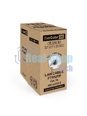 Кабель ExeGate UTP 4 пары кат.5e CCA, 24AWG, бухта 100м, серый, PVC