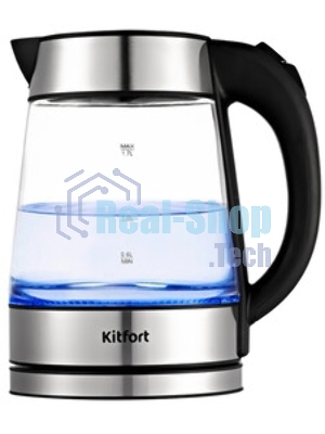 Чайник электрический Kitfort KT-6118 1.7л. 2200Вт прозрачный/серебристый (корпус: стекло)