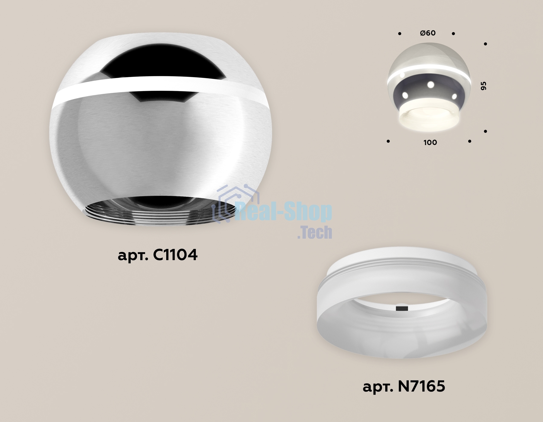 Светильник Ambrella Light XS1104030 PSL/FR серебро полированное/белый матовый MR16 GU5.3 LED 3W 4200K (C1104, N7165)