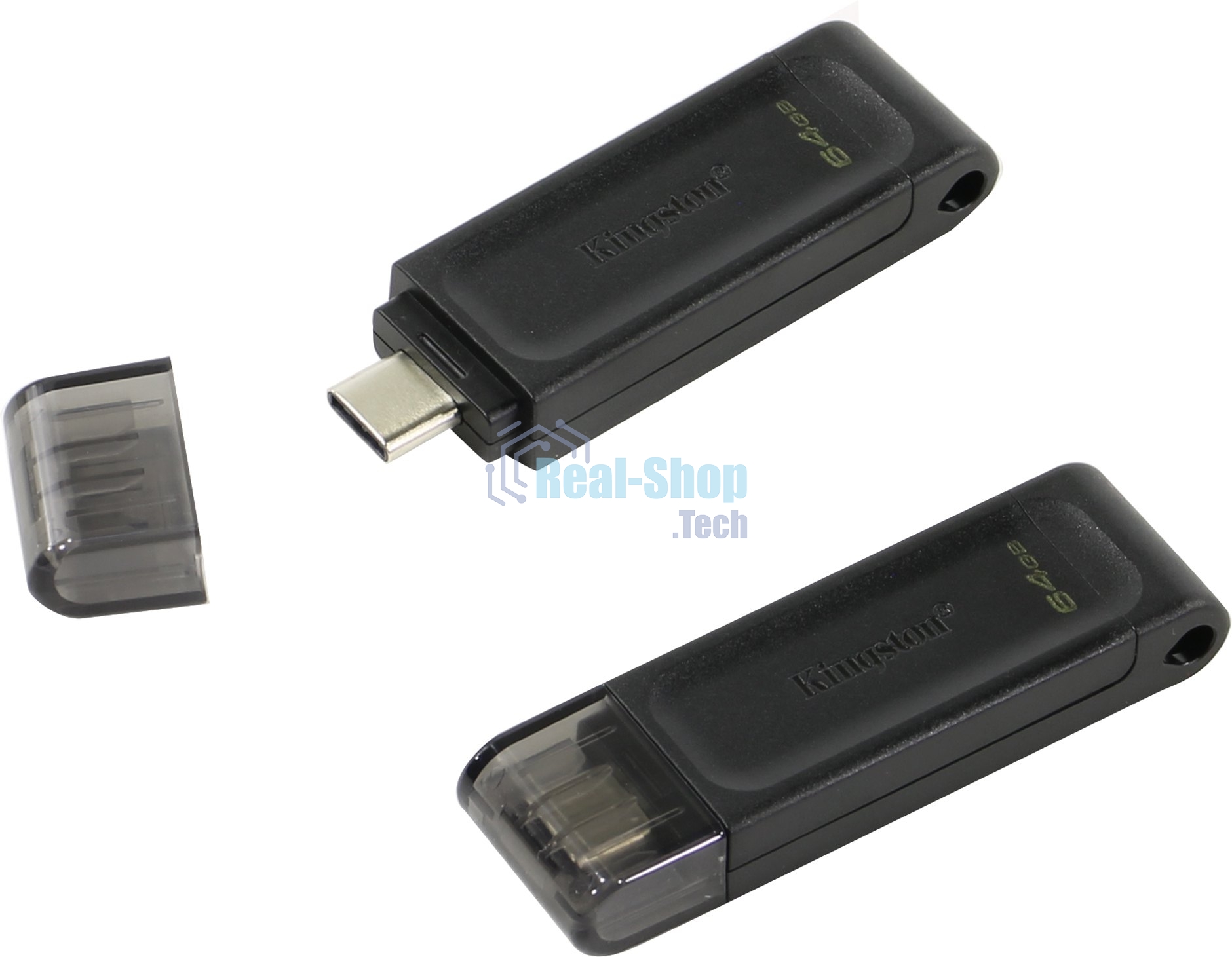 Флешка USB Kingston DataTraveler DT70 (DT70/64Gb), 64Gb, USB Type-C 3.2, R/W 70/45, черный