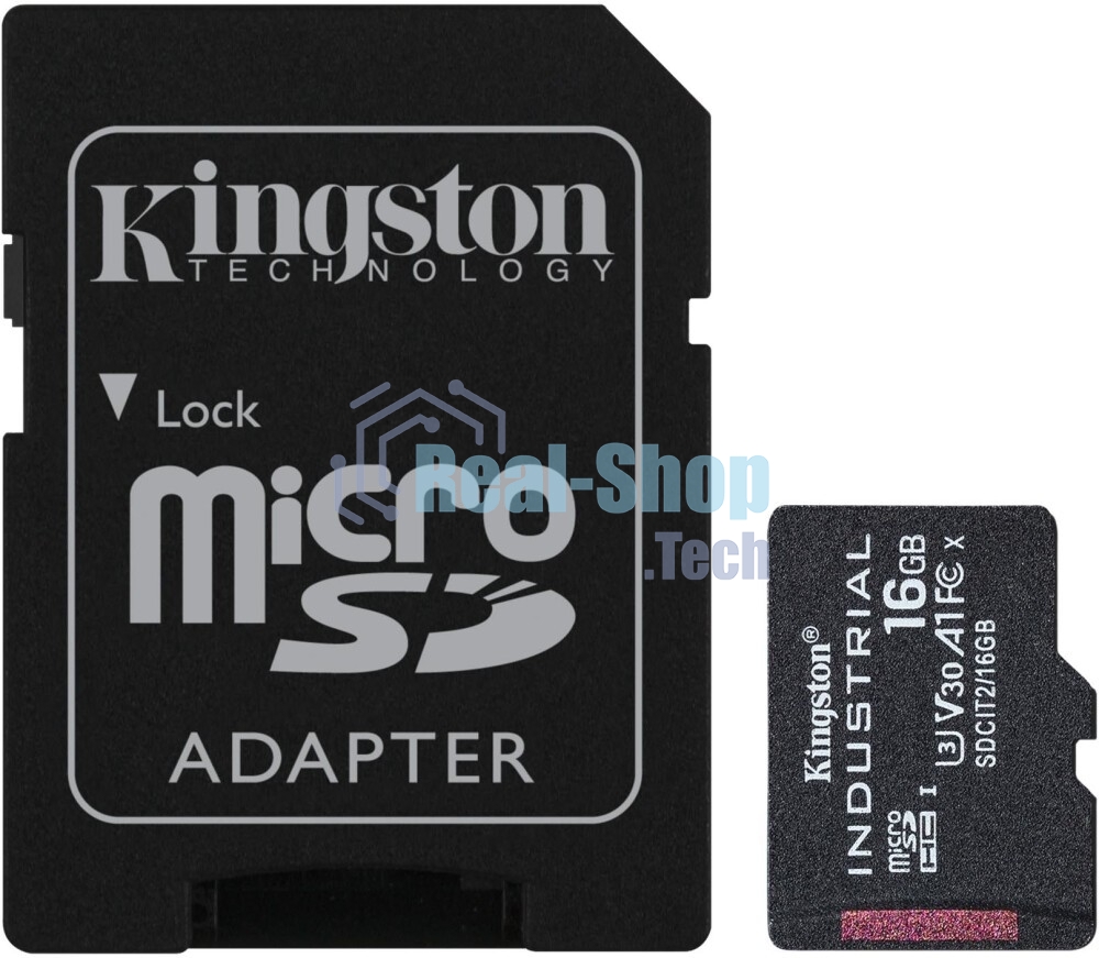 Флеш карта microSDHC 16Gb Class10 Kingston SDCIT2/16Gb Industrial Temperature Class UHS-I, адаптер в комплекте