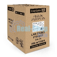Кабель ExeGate UTP 4 пары кат.5e медь, 25AWG, бухта 305м, серый, PVC