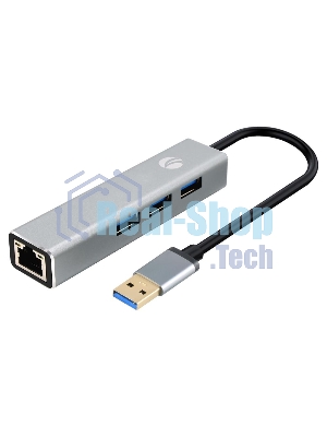 Переходник VCOM USB 3.0 -->RJ-45 1000Mbps+3 USB3.0, Aluminum Shell, 0.2м DH312A