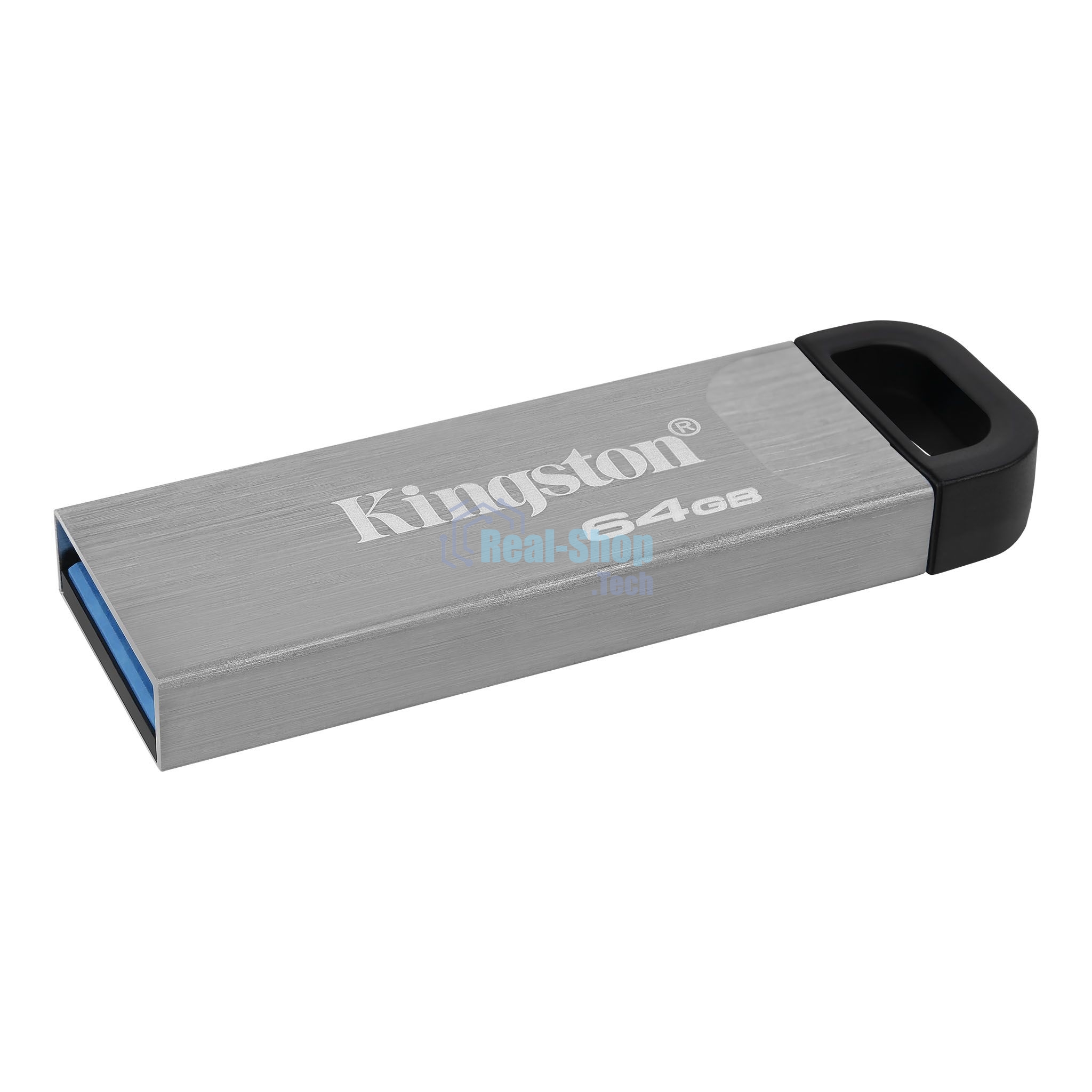 Флешка USB Kingston DataTraveler KYSON (DTKN/64GB), 64Gb, USB 3.2 Gen 1, R/W 200/60, серебристый/черный