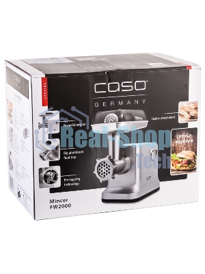 Мясорубка электрическая CASO FW 2000 серебристый, 2000 Вт, 2.5 кг/мин, реверс, защита от перегрузки, насадки - 5