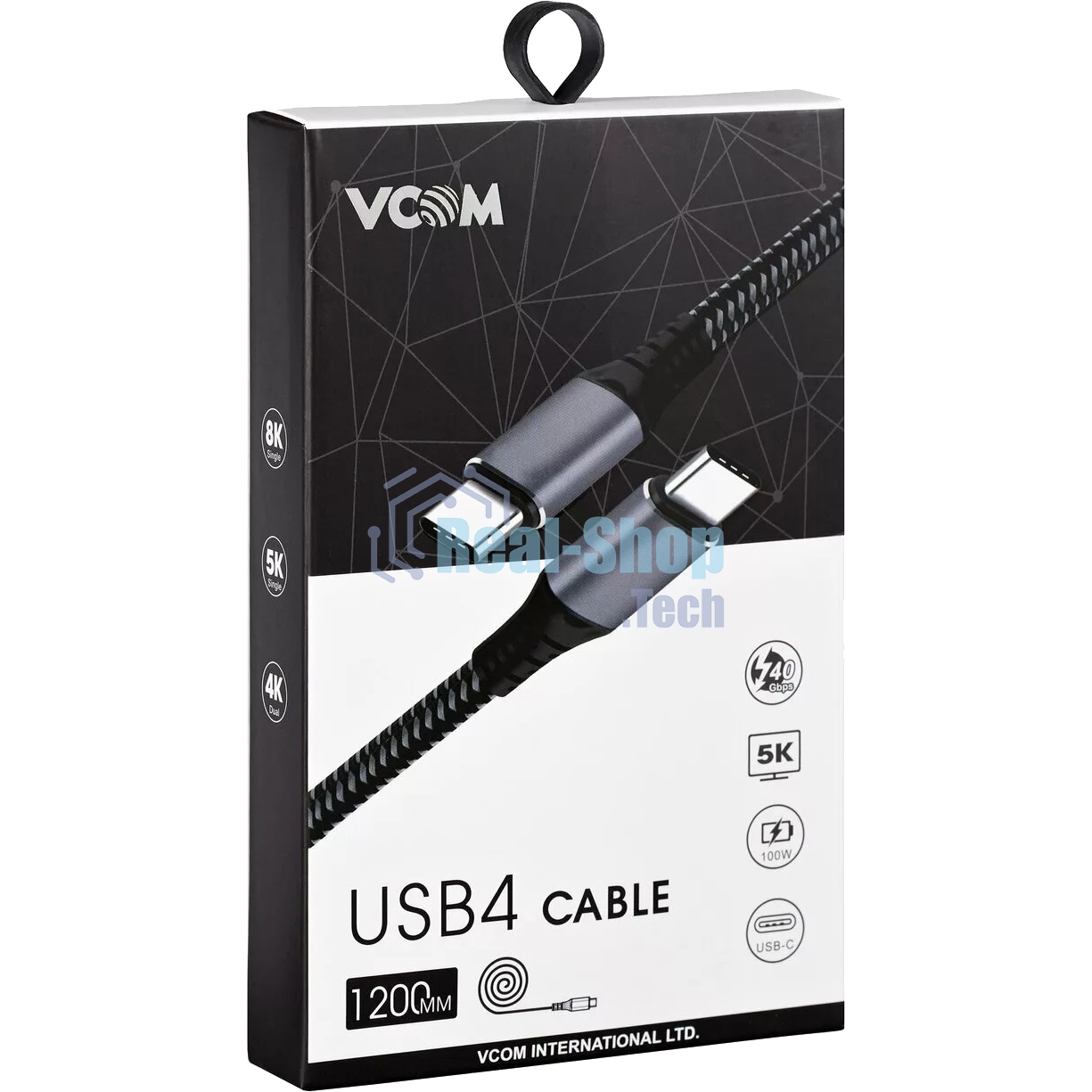 Кабель Thunderbolt4/USB4 Type-C, 5K@60Hz, 40Gbps, PD 100W, 5A, VCOM, 1.2м CU540M-1.2M