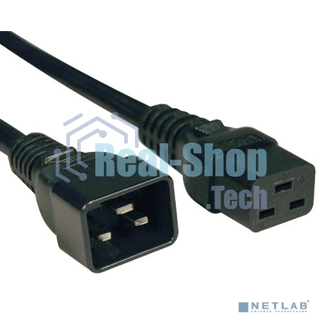 Кабель питания IEC 320 C19 - IEC 320 C20 (3x1.5), 16A, прямая вилка, 1м, черный Hyperline PWC-IEC19-IEC20-1.0-BK