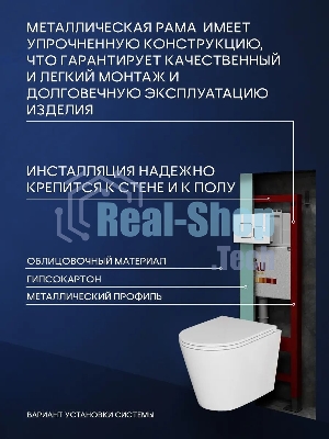 Комплект BAU 6 в 1: инсталляция BAU PRO, унитаз подвесной торнадо Bau Nimb Hurricane-3, сиденье дюропласт микролифт, кнопка смыва BAU Soul, белая